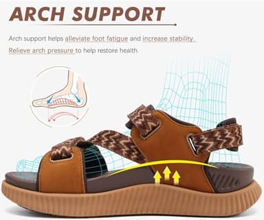 KuaiLu Walking Orthopedic Sandals Womens Comfortable Arch Support Hiking Sandles Plantar Fasciitis Athletic Sport Recovery Cushion Summer Travel Outdoor Open Toe Water Sandals Brown Khaki Size 8.5 - Image 3