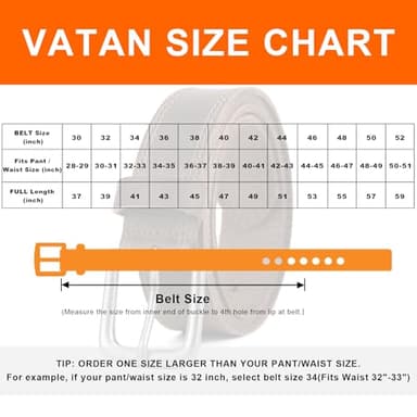 VATAN Men's Genuine Leather Casual Every Day Jeans Belts, Handmade Men Leather Belt with Gift Box, 36 (Fit Waist 34) - Image 4