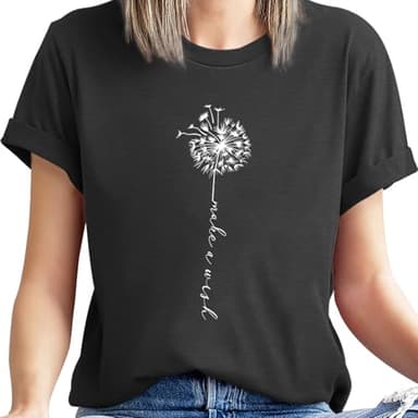 Dandelion Shirt for Women - Cute Wildflower Short Sleeved Tops, Summer Flower T-Shirt for Leisure & Outdoor Casual Wear - Image 6