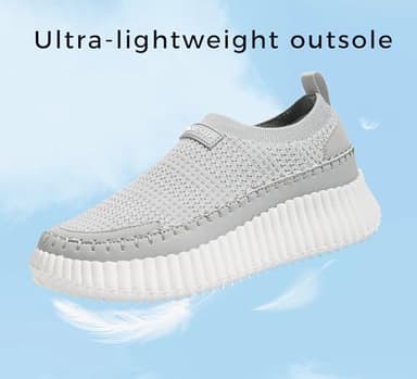 LUCKY STEP Platform Sneakers for Women Slip on Knit Chunky Fashion Casual Retro Braided Tennis Lightweight Walking Shoes(Grey,9) - Image 4