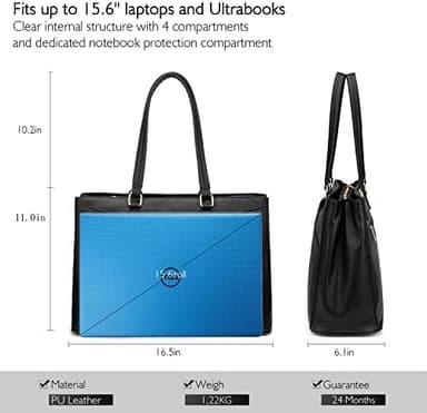 LOVEVOOK Laptop Tote Bag for Women 15.6 Inch Waterproof Leather Computer Bags Business Office Work Briefcase Black - Image 6