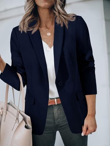 Cicy Bell Womens Casual Blazers Open Front Long Sleeve Work Office Suit Jackets Blazer Navy - Image 4