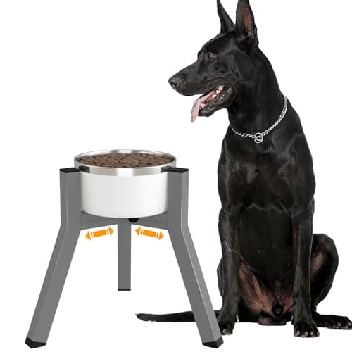 TIDANT Dog Bowl Stand, Adjustable Width for 7-10.6'' Bowls, Raised Dog Food & Water Bowls, 11'' Tall, Grey (Bowl Not Included) - Image 1