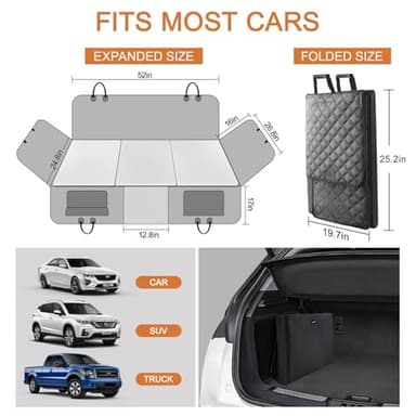 petizer Back Seat Extender for Dogs, Hard Bottom Dog Car Seat Cover, Nonslip Durable Soft Back, 100% Waterproof Car Hammock, Travel Bed, Washable Backseat Protector, Detachable Seat Covers for Car - Image 5