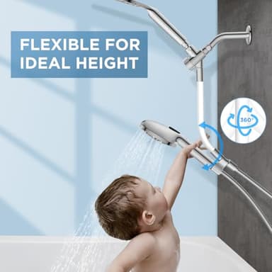 MakeFit Dual Filtered Rain Shower Head Combo, Handheld Shower Head with Adjustable Bar - Rainfall Shower Head And Showerhead with Filter for Hard Water - Removes Chlorine - Image 2