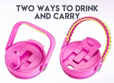 Meoky 40 oz Tumbler with Handle and Straw, Insulated Water Bottle, Stainless Steel Travel Mug, Keeps Cold for 34 Hours, 100% Leak Proof, Fits in Car Cup Holder (Carnival) - Image 5