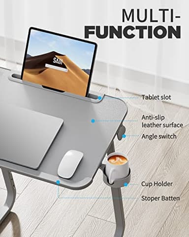 SAIJI TV Tray Table - Heavy Duty Extra Large TV Tray, Upgraded TV Dinner Trays for Eating Snack Food, Tilt & Height Adjustable TV Tray Laptop Desk for Sofa & Bedside Small Table - Image 7