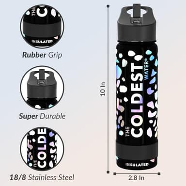 Coldest Insulated Water Bottle with Straw Lid - Stainless Steel Metal Insulated Bottle for Men & Women (Moonlight Leopard, 24 oz) - Image 5