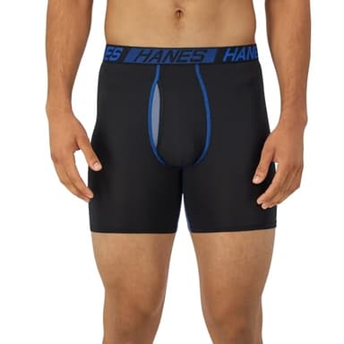 Hanes Men's X-Temp Total Support Pouch Boxer Brief, Anti-Chafing, Moisture-Wicking Underwear, Multi-Pack, Black, Large - Image 2