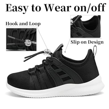 TOTOMONA Running Shoes for Girls Boys Toddler Sneakers Non Slip Breathable Kids Tennis Shoes Comfortable Black Size Big Kids 4 - Image 4