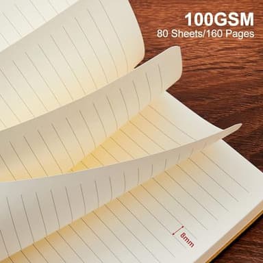 TSFPapier Lined Journal Notebook for Work College Ruled Note Book 7.2"x9.6"B5 PU Leather Daily Journaling 160 Pages for Women Men Writing Home School Supplies Business (B5 Lined 160pages, 05-Pink) - Image 6