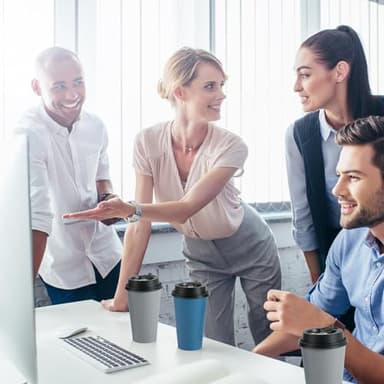 LITOPAK 100 Pack 16 oz Disposable Paper Coffee Cups with Lids for Coffee, Water, Juice, or Tea, Blue and Gray Hot Paper Cups for Home, Restaurant, Store, and Cafe - Image 7