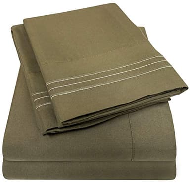 1500 Supreme Collection King Sheet Sets Olive Green - Luxury Hotel Bed Sheets and Pillowcase Set for King Mattress - Extra Soft, Elastic Corner Straps, Deep Pocket Sheets, King Olive Green - Image 1
