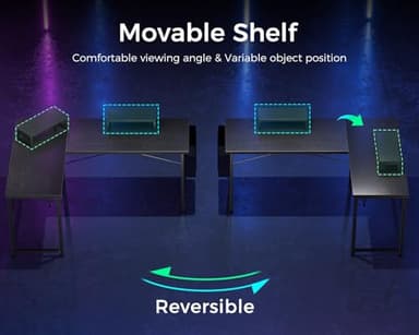 ODK L Shaped Desk, 57.5" Computer Gaming Desks, Home Office Writing Table with Monitor Shelf, Space-Saving Modern Corner Workstation, Easy to Assemble, Black - Image 6
