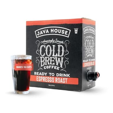 Java House Cold Brew Coffee on Tap – Premium 100% Arabica Dark Roast – Smooth Espresso Flavor with Dark Chocolate Notes – 1 Gallon Box (16 Servings) – Ready to Drink, No Brewing Required, Fridge-Friendly - Image 1