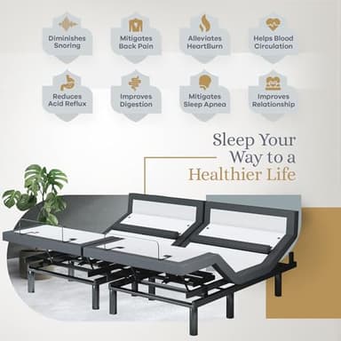 Sven & Son Bliss Adjustable Bed Base-Frame Only, Head and Foot Lift, Lumbar Support, Head-Pillow-Tilt, Massage, Under-Bed Lights, USB, Memory Positions, Zero Gravity - King - Image 3