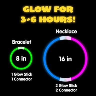 JOYIN 600 Pcs 8" Glowsticks, Halloween Supplies Pack, Bracelets Necklaces, Glow in the Dark Party Favors, Easter, Christmas, Football Party Supplies - Image 3