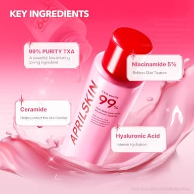 APRILSKIN TXA+Niacinamide 99 Pink Milky Toner | 99% High-Purity TXA 3%+ Niacinamide 5% | Highly Concentrated Cream Toner | Deep Moisturizing Formula for Dull Skin | 5.07 fl.oz. - Image 4
