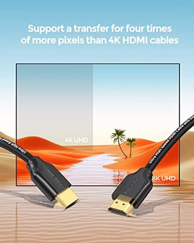 8K HDMI Cable, Ultra High Speed 48Gbps HDMI Code 3ft Supports to 4K@120Hz 8K@60Hz, Dynamic HDR, HDCP 2.2 & 2.3, eARC and Compatible with Roku TV, PS5, Blue-ray Player, RTX3080/3090 Graphics Cards,etc - Image 2
