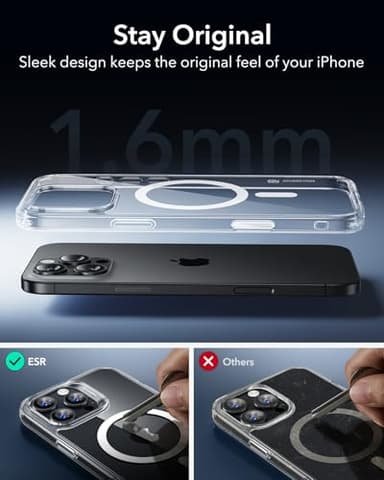ESR for iPhone 16 Pro Max Case, Camera Control, Compatible with MagSafe, Shockproof Military-Grade Protection, Magnetic Phone Case for iPhone 16 Pro Max, Classic Hybrid Case (HaloLock), Clear - Image 9