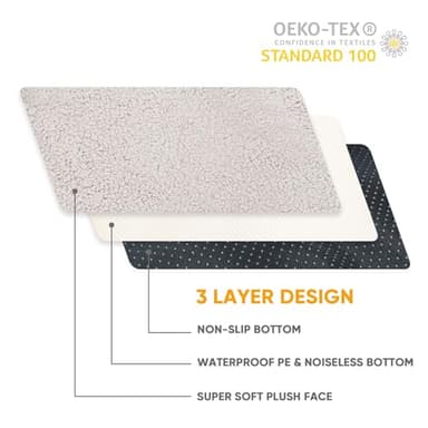 Sunheir Washable Extra Large Dog Bed Covers Soft Plush Replacement, Waterproof Dog Bed Liner, Pet Bed Cover with Zipper 41x27x3 Inches, Grey, Cover Only - Image 2