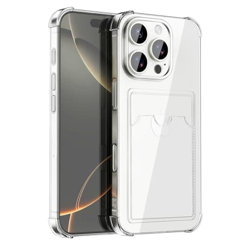 ANHONG Clear Card Case Compatible with iPhone 16 Pro Max 6.9 inch, Slim Fit Thin Protective Soft TPU Shock-Absorbing Wallet Case with Card Holder - Image 1