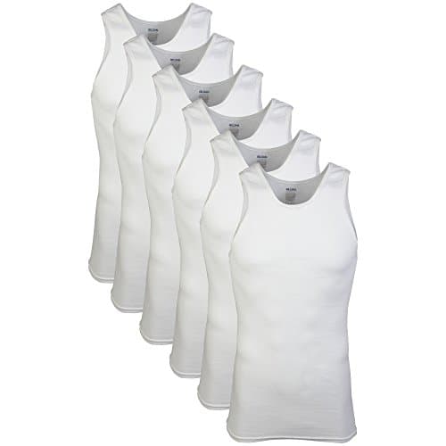 Gildan Men's A-shirt Tanks, Multipack, Style G1104, White (6 Pack), Large - Image 1