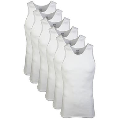 Gildan Men's A-shirt Tanks, Multipack, Style G1104, White (6 Pack), Large - Image 1