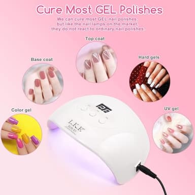 Wisdompark 72W UV LED Nail Lamp Dryer for Gel Polish with 15 Beads Curing lamp 3 Timer Settings & Auto Sensor, Professional Nail Light with LCD Touch Display (White) - Image 6