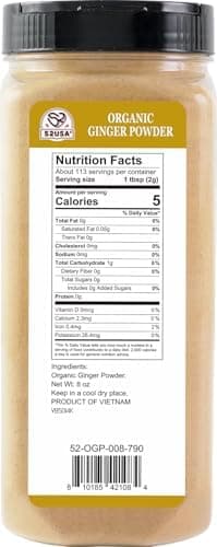 52USA Organic Ginger Powder 8oz, Finely Ground Ginger Root Powder-Premium Spice and Seasoning for Baking, Cooking & Tea, Raw, Gluten Free, Additive Free - Image 3