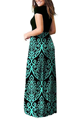AUSELILY Women's Short Sleeve Loose Plain Casual Long Maxi Dresses for Women 2025 Black Green L - Image 5