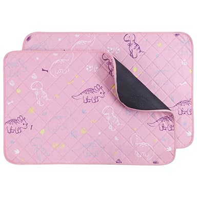 IEUUMLER Washable Pee Pads for Dogs, 2 Pack Non-Slip & Waterproof Pack Whelping Pad, Reusable Washable Puppy Potty Training Pad with Fast Absorbent for Playpen EU007 (Pink Dinosaur, 48"X30"-2pcs) - Image 1