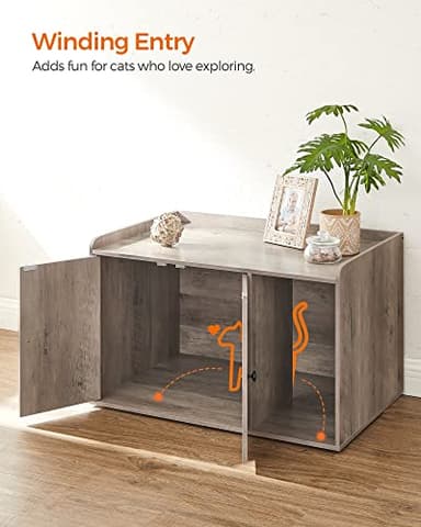 Feandrea Litter Box Enclosure, Cat Litter Box Furniture Hidden, with Front Entry, Modern Cat House for Indoor Cat, Kitty, Side End Table, 32.4 x 20.9 x 19.7 Inches, Greige UPCL001G01 - Image 8