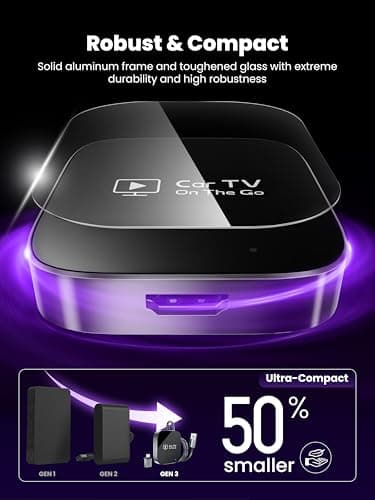 2-in-1 Wireless CarPlay Adapter for iPhone, 2025 Car TV Mate Pro with HDMI for Fire TV Stick [Glass Metal Case & Stable Bulit-in Braided Cable] Convert Wired Car Play to Wireless, Fit for 2016+ Cars - Image 3