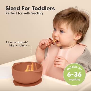 KeaBabies 2-Pack Baby Bowls with Suctions, Lids - Silicone Toddler Suction Bowls for Baby Boy, Girl, Kids, Food Grade Silicone, BPA-Free, Dishwasher Safe, Toddler Eating Essentials (Terracotta) - Image 3
