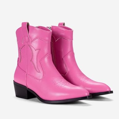 Vepose Women's Pink Cowboy Boots Western Cowgirl Boots for Women 9815 Embroided Square Toe Pull on Ankle Booties with Inside Zipper Size 7 (CJY9815 Pink 07) - Image 5