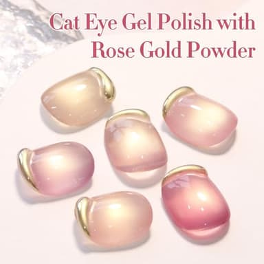 Double Rhythm Cat Eye Gel Nail Polish Set of 6 Same Color Same Bottle 0.5 Oz Shimmer Glitter with Magnet Holographic Reflective Magnetic UV Nail Polish Kit at Home (Glass Nude Pink Rose-T6-32) - Image 8