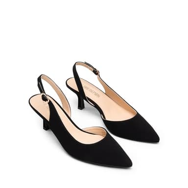 DREAM PAIRS Women's Kitten Heels Slingback Closed Pointed Toe Low Pumps Shoes Women Party Wedding Sexy Casual Dress Shoes,Size 11,Black-Nubuck,SDPU2454W - Image 4