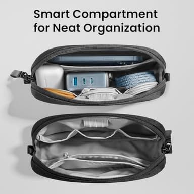 tomtoc Electronics Organizer Travel Case, Water Resistant Travel Bag Cable Organizer for Essentials, Tech Pouch Accessories Carry Storage for Cord, Phone, Cables, Airpods, USB Flash Drive, Daily Items - Image 2
