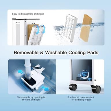 Feculs Portable Air Conditioners No Windows Needed, 3-IN-1 Swamp Cooler, Evaporative Air Cooler, 4 Modes & 3 Speeds, 2-Gal Water Tank for Long Cooling, Max 20 FT/S Remote Control, 12 Hours Timer - Image 5