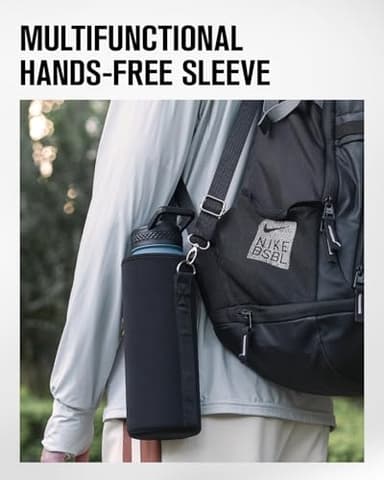 40 oz Water Bottle Insulated, Coolplus Stainless Steel Water Flask With Straw Metal Double-Walled Vacuum With Carry Sleeve Leakproof, Keep Cold 48 Hrs Hot 24hrs, Blue Black - Image 4