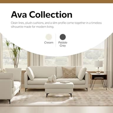 SIMPLIHOME Ava Ottoman in 100% Recycled Polyester Tightly Woven Performance Fabric, Cream, 36-inch Wide, Mid-Century Modern Style Multipurpose Table or Footrest Ottoman, Assembled,for Living Room - Image 17