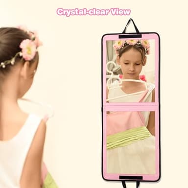 LPHUMEX Portable Pink Mirror Full Length for Dance, 33x13 Inch Hanging Mirror for Dance Bag, Lightweight Folding Travel Mirror Dance Competition Must Haves - Image 2