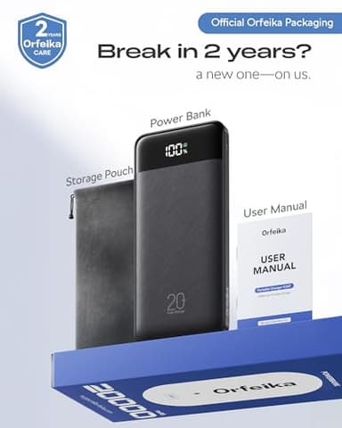 Orfeika 20000mAh Power Bank Fast Charging, Portable Charger with 4 Built-in Cables & 6 Outputs, 20W PD USB C Battery Pack Compatible with iPhone 16/15, Galaxy, Android, iPad & More (Travel Essential) - Image 9