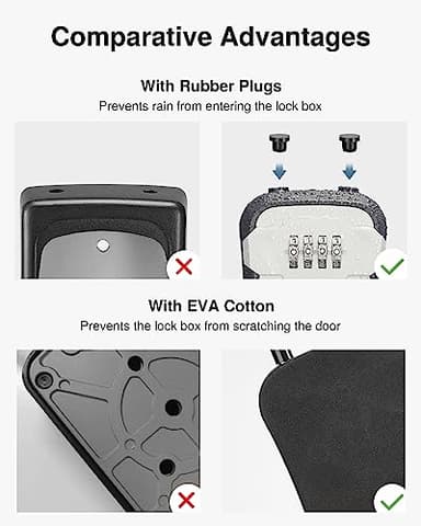 Puroma Lock Box, Key Lock Box Wall Mount & Portable Combination Lockbox with Resettable Code, Security Lockbox for Outside House Keys, Apartment Realtors Spare Keys Storage (1 Pack, Gray) - Image 5