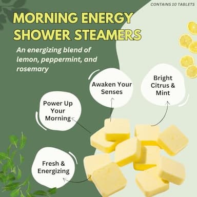 Morning Energy Shower Steamers Aromatherapy with Peppermint and Lemon Essential Oils Shower Bomb Aromatherapy, Spa Day Gifts, Self Care Gift, Birthday Gifts for Women and Men, Mothers Day Gift - Image 2