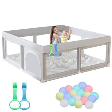 50 x 50 inch Baby Playpen with Ocean Balls Small Playpen for Babies and Toddlers Baby Fence Playards - Image 1