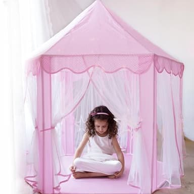 Princess Castle Playhouse Tent Toy for Girls, Pink Kids Play House Indoor, Christmas Birthday Gift for Little Girls Age 3 4 5 6 7, Play Tent for 3-10 Year Old Girl - Image 2