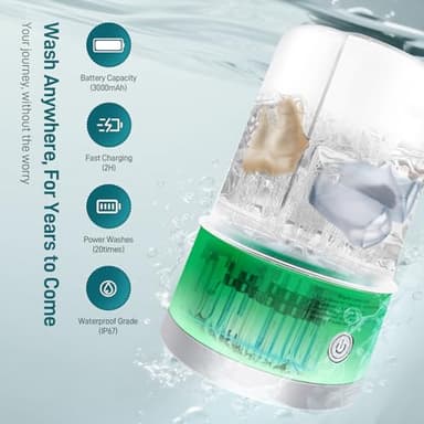 Underwear Washing Machine | 1L Portable Mini Washer Deep Cleaning of Underwear, Baby Small Clothes, Socks | Lightweight and Compact for Apartment, Dorm, Hotel, Travel, USB-C Rechargeable (Green) - Image 2