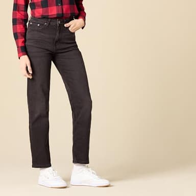 Amazon Essentials Women's High-Rise Straight Jeans - Discontinued Colors, Washed Black, 6 - Image 2
